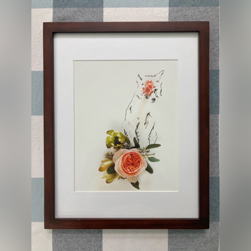 Framed Print: Fox & Flowers